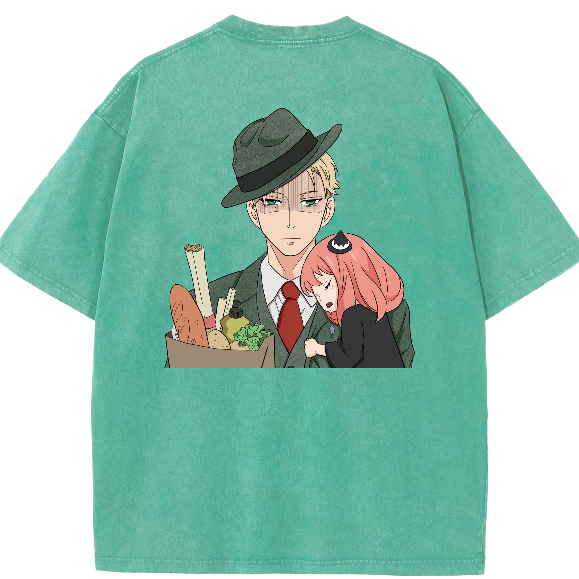 （画像用） SPY×FAMILY间谍家家酒 綿100% ヴィンテージ風 半袖Tシャツ（背面プリント）